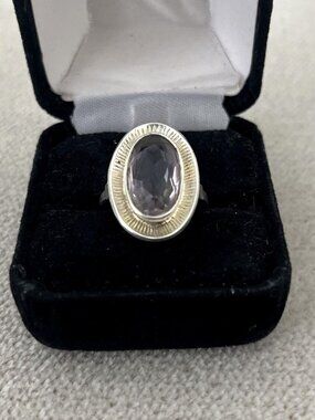 Sterling 925 Silver Handmade Ring with Rose Quartz, Size 7, Marked, Pre-owned